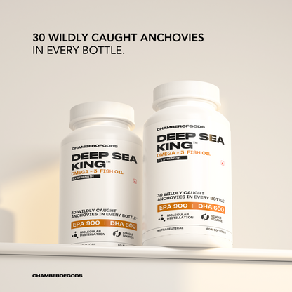 Deep Sea King Omega 3  Fish Oil | 100% Wild Anchovies | 60 Softgels