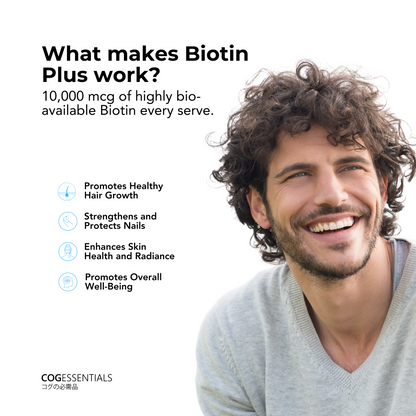 Biotin Plus 10,000 mcg (Vitamin B7) | advanced support for Hair, nails & Skin | 120 N