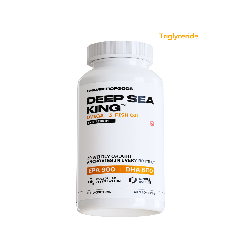 Deep Sea King Omega 3  Fish Oil | 100% Wild Anchovies | 60 Softgels